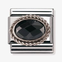 Nomination CLASSIC Silvershine Ornate Settings Oval Black Charm 330604/011