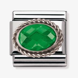 Nomination CLASSIC Silvershine Ornate Settings Oval Green Charm 330604/027