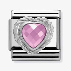 Nomination CLASSIC Silvershine Faceted Hearts Pink Cubic Zirconia Charm 330603/003