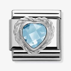 Nomination CLASSIC Silvershine Faceted Hearts Light Blue Cubic Zirconia Charm 330603/006