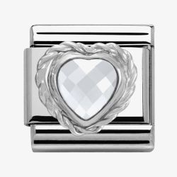 Nomination CLASSIC Silvershine Faceted Hearts White Cubic Zirconia Charm 330603/010