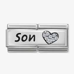 Nomination CLASSIC Silvershine Double Link Heart Son Charm 330731/03