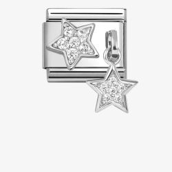 Nomination Stainless Steel & Silver Cubic Zirconia Double Star Charm 331817/16