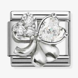 Nomination Classic Symbols White Sparkling Clover Charm 330322/12