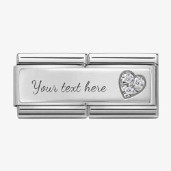 Nomination CLASSIC Silvershine Symbols Stainless Steel Cubic Zirconia Heart Double Charm 330731/09