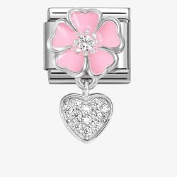 Nomination CLASSIC Pink Flower Heart Dropper Charm 331814/01