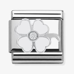 Nomination CLASSIC Silvershine  White Four Leaf Clover Charm 330305/14