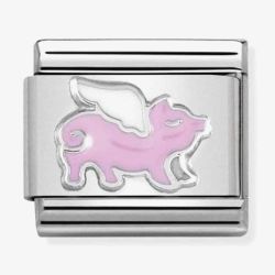 Nomination CLASSIC Silvershine Flying Pig Charm 330204/17
