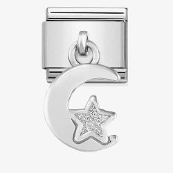 Nomination CLASSIC Silvershine Moon And Star Glitter Drop Charm 331805/05