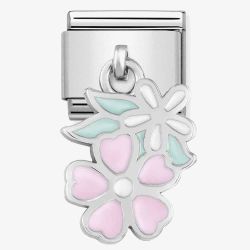 Nomination CLASSIC Silvershine Pink And White Flower Drop Charm 331805/10