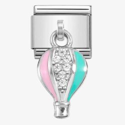Nomination CLASSIC Silvershine Pink & Blue Hot Air Balloon Dropper Charm 331815/13