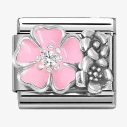 Nomination CLASSIC Silvershine Oxidised & Pink Enamel Flowers Charm 330325/02