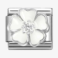 Nomination CLASSIC Silvershine White Flower Charm 330321/15