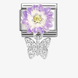 Nomination CLASSIC Silvershine Purple Flower Butterfly Dropper Charm 331814/11