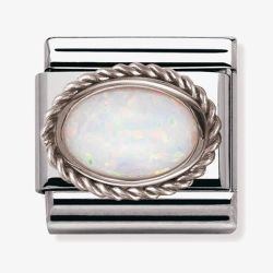 Nomination CLASSIC Silvershine Ornate Settings White Opal Charm 330503/07
