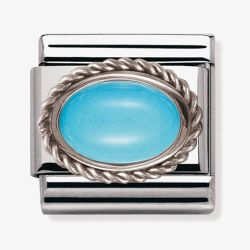 Nomination CLASSIC Silvershine Ornate Settings Turquoise Charm 330503/06