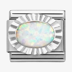 Nomination CLASSIC Composable Oval White Opal Fluted Bezel Charm 330507/07