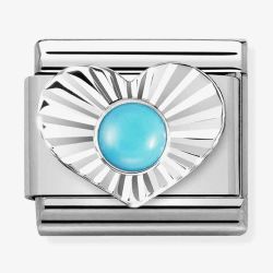 Nomination CLASSIC Composable Turquoise Heart Fluted Bezel Charm 330508/06