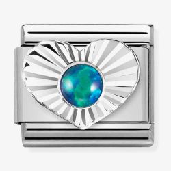 Nomination CLASSIC Composable Green Opal Heart Fluted Bezel Charm 330508/26