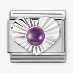 Nomination CLASSIC Composable Amethyst Heart Fluted Bezel Charm 330508/35