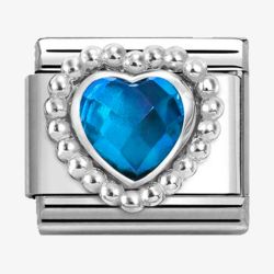 Nomination CLASSIC Silvershine Blue Faceted Heart Beaded Setting Charm 330606/007