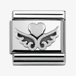 Nomination CLASSIC Silvershine Oxidised Heart with Wings Charm 330101/13