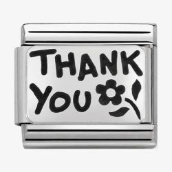 Nomination CLASSIC Silvershine Plates Oxidised Thank You Charm 330102/42