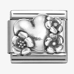 Nomination CLASSIC Silvershine Oxidised Heart And Flowers Charm 330101/74