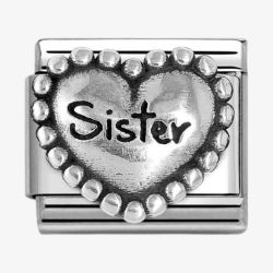 Nomination CLASSIC Silvershine Silver Beaded Heart Sister Charm 330101/81
