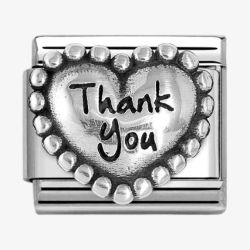 Nomination CLASSIC Silvershine Silver Beaded Heart Thank You Charm 330101/83