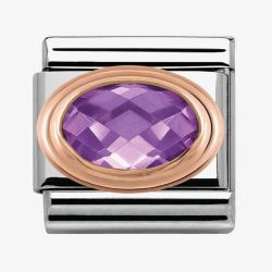 Nomination CLASSIC Rose Gold Purple Faceted Cubic Zirconia Charm 430601/001