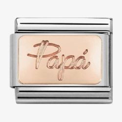 Nomination Classic Engraved Rose-Gold 'Papa' Charm 430108/08