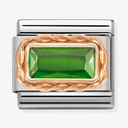 Nomination CLASSIC Composable Green Cubic Zirconia Rose Gold Rope Charm 430604/004