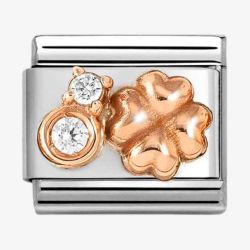 Nomination CLASSIC Rose Gold Cubic Zirconia Raised Four Leaf Clover Charm 430305/52