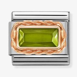 Nomination Composable Rose Gold Rope Green Cubic Zirconia Charm 430604/033