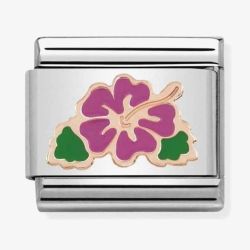 Nomination CLASSIC Rose Gold Symbols Fuchsia Hibiscus Flower Charm 430202/04