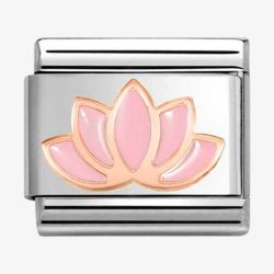 Nomination Stainless Steel 9ct Rose Gold Pink Lotus Flower Charm 430202/44
