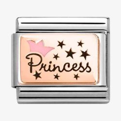 Nomination Stainless Steel 9ct Yellow Gold Pink Princess Crown Charm 430204/02