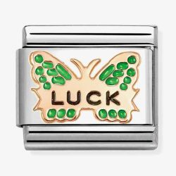 Nomination Classic Rose Gold Green Luck Butterfly Charm 430202/48