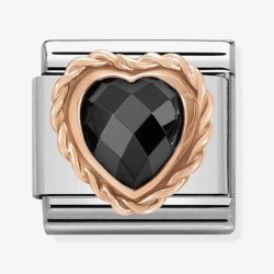 Nomination CLASSIC Rose Gold Faceted Heart Black Charm 430602/011