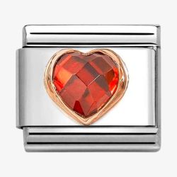 Nomination CLASSIC Rose Gold Red Stone Heart Charm 430607/005