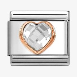 Nomination CLASSIC Rose Gold Cubic Zirconia Clear Heart Charm 430607/010