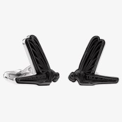 Lalique Mens Dragonfly Mascot Black Cufflinks 10337100