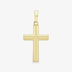 9ct Yellow Gold Etched Cross Loose Pendant 110125151366
