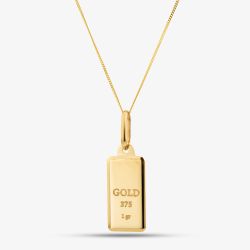 9ct Yellow Gold Ingot Pendant Necklace 1.61.0047