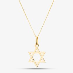 9ct Yellow Gold Star Of David Pendant Necklace 1.64.2521