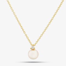 9ct Yellow Gold Pearl & Cubic Zirconia Necklace 1.13.7604