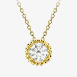 9ct Yellow Gold White Cubic Zirconia Halo Necklace 1.19.0484