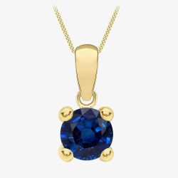 9ct Yellow Gold September Blue Birthstone Pendant Necklace 1.68.7078