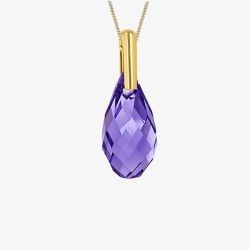 9ct Yellow Gold Purple Crystal Dropper Necklace 1.68.7121